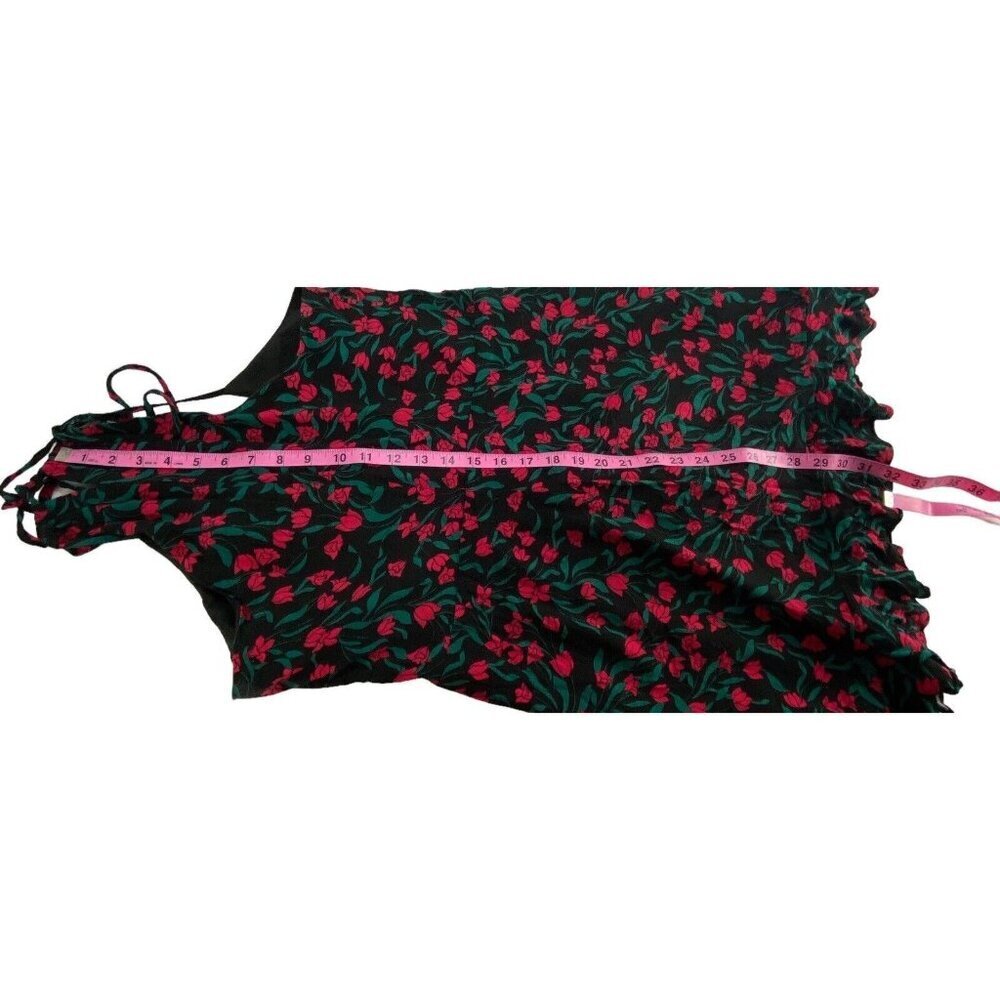 LOVERS + FRIENDS Women Rose Print Gigi‎ Wrap Mini Dress Sz L Black Red 62-9 - Picture 10 of 14